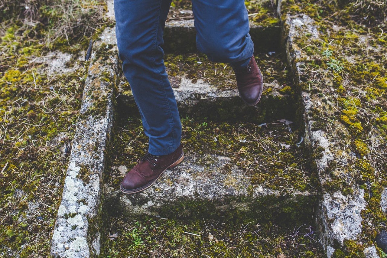 man walking stairs free photo