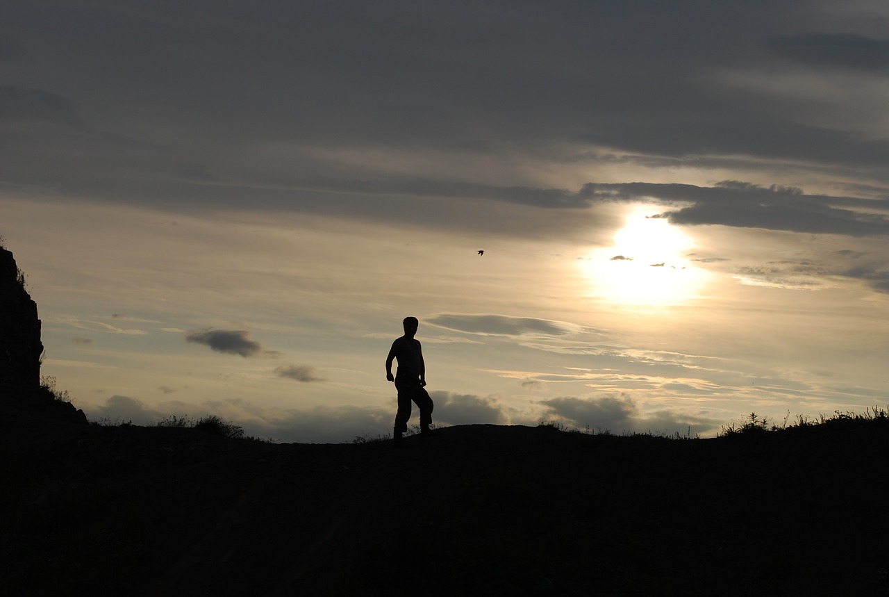 man nature sunset free photo