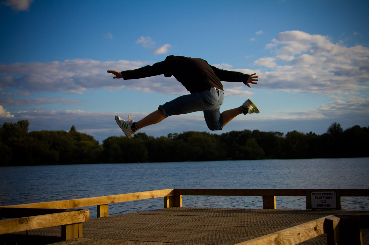 man jumping happy free photo