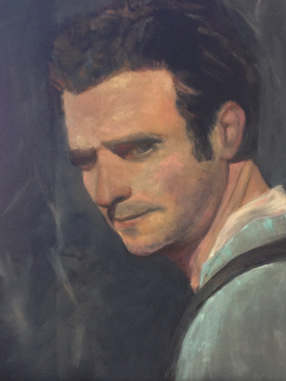 man portrait serious oil painting free photo