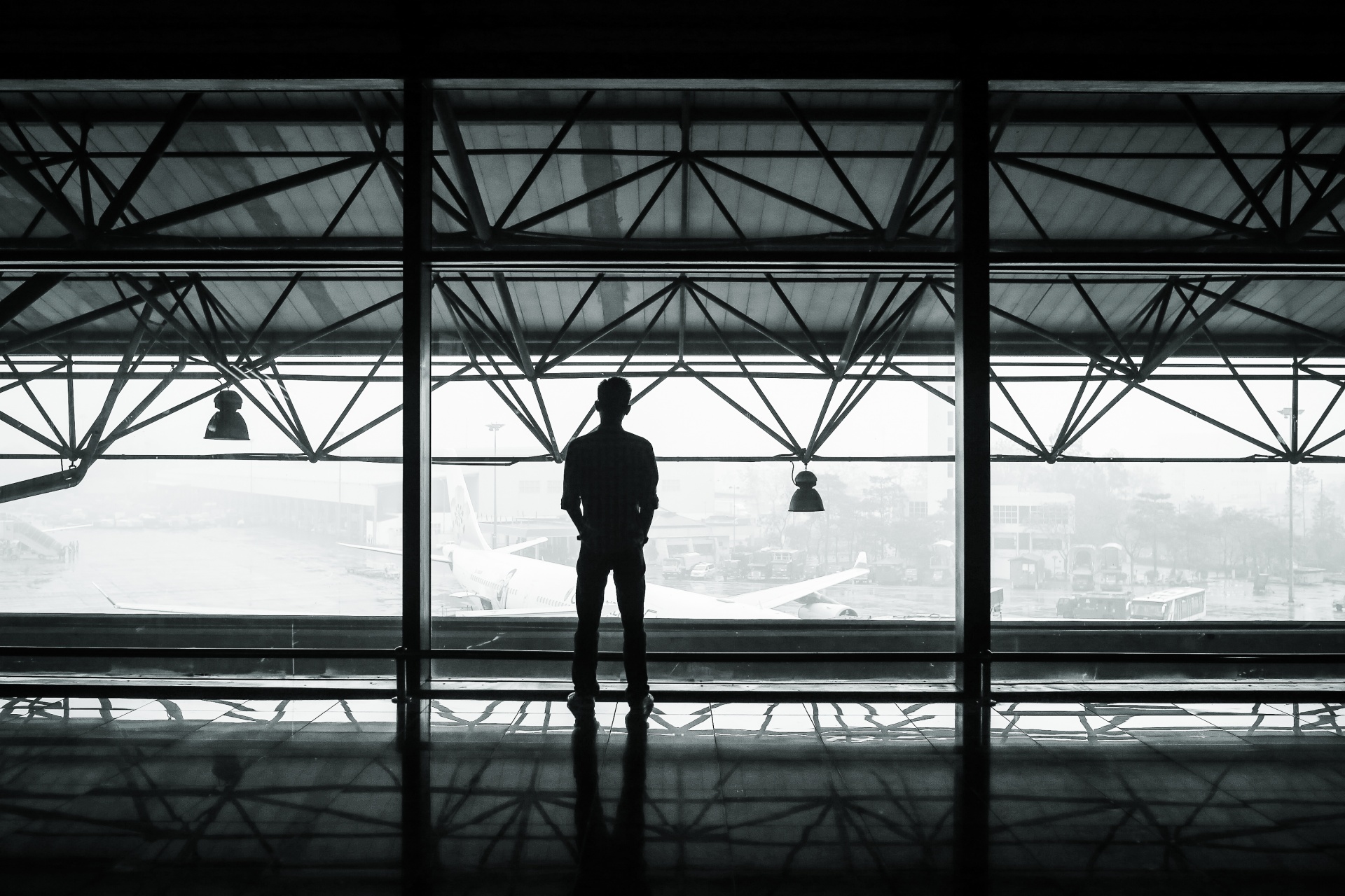 man silhouette airport free photo