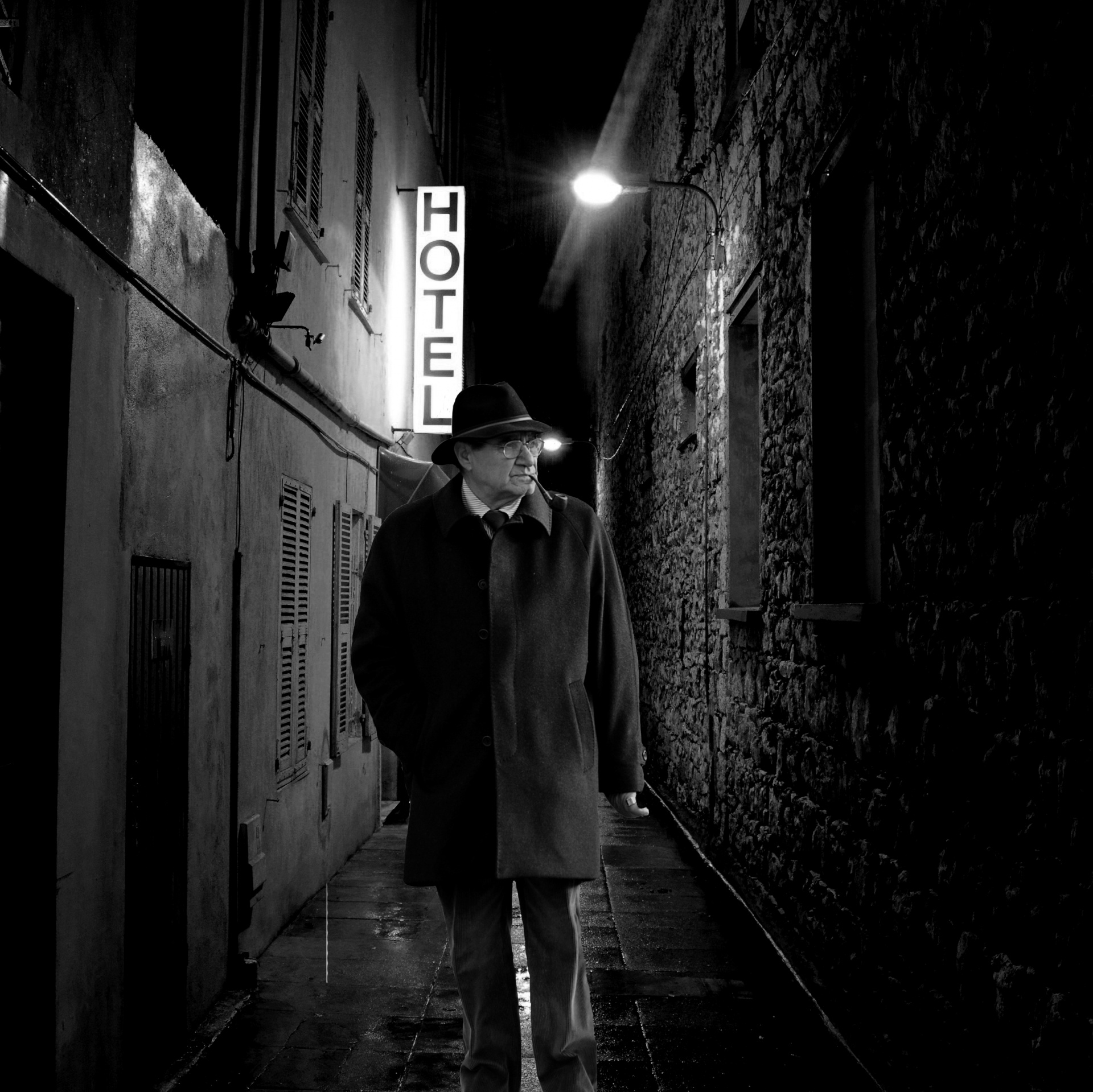 man walking night free photo