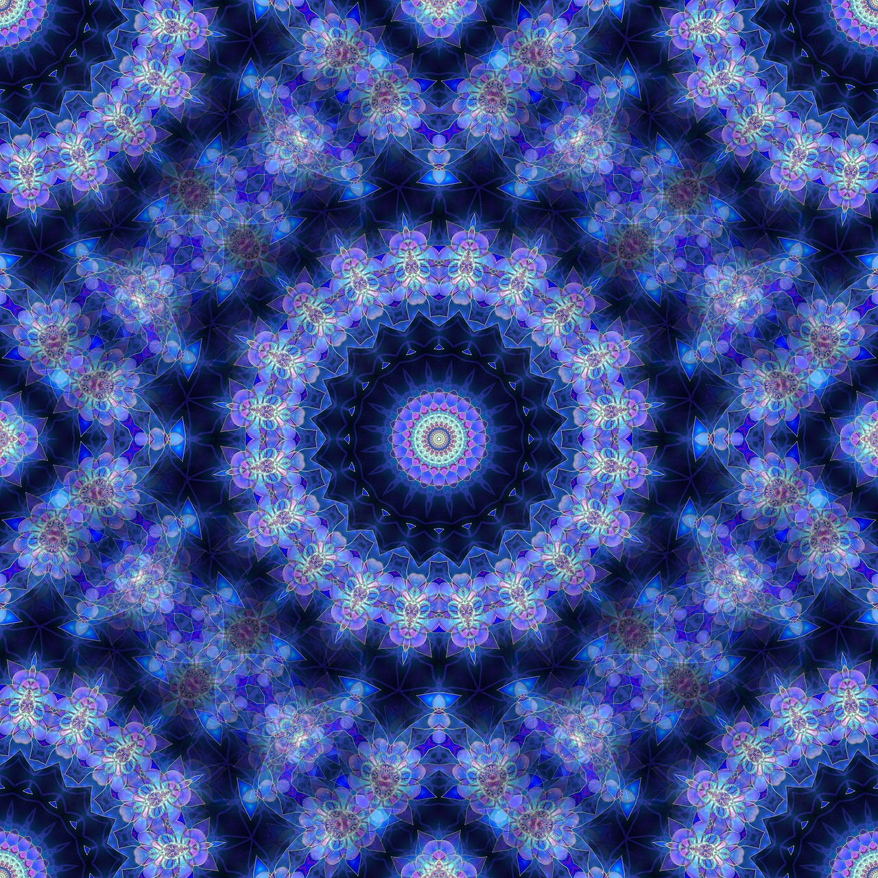 mandala blue fractal free photo