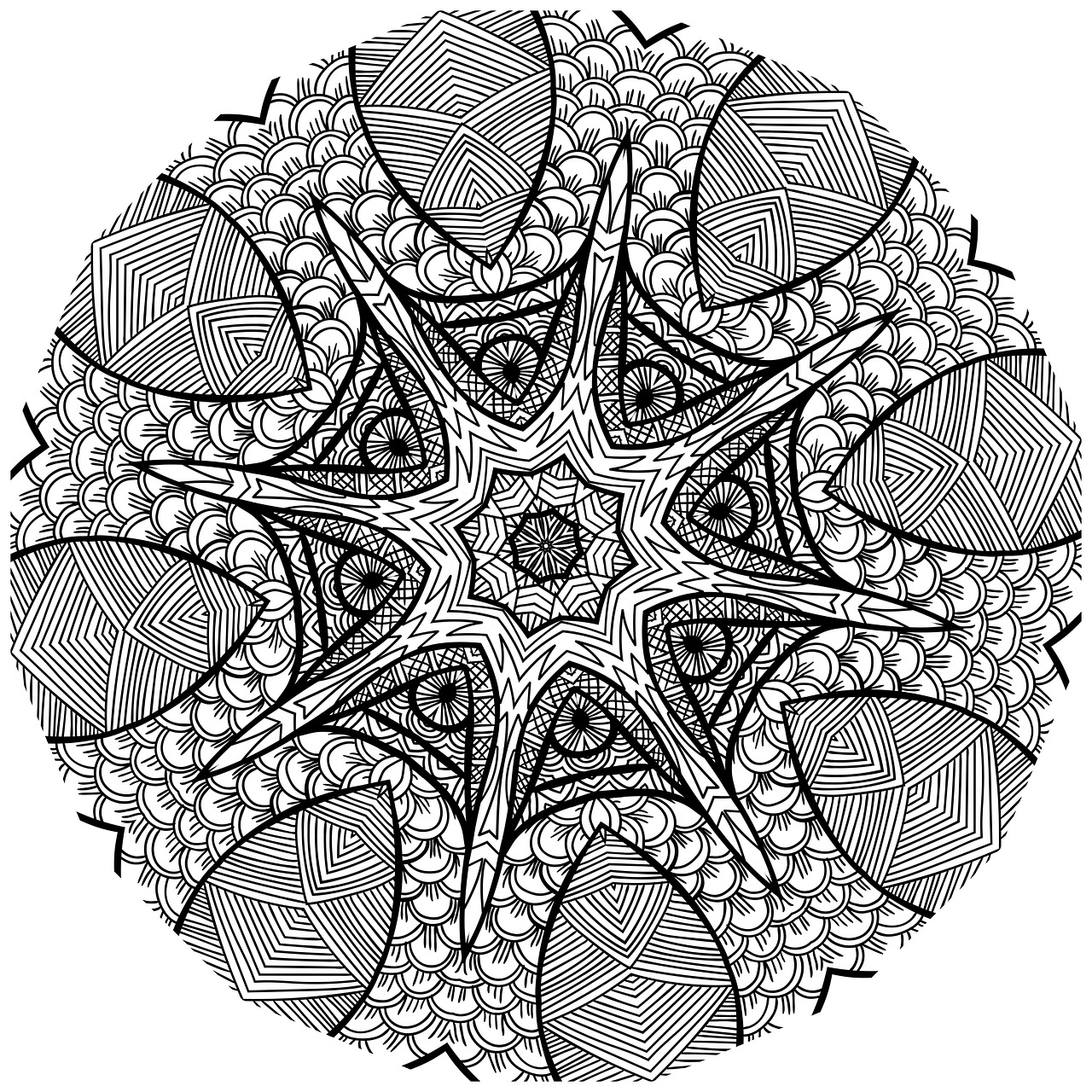 mandala line art black and white free photo