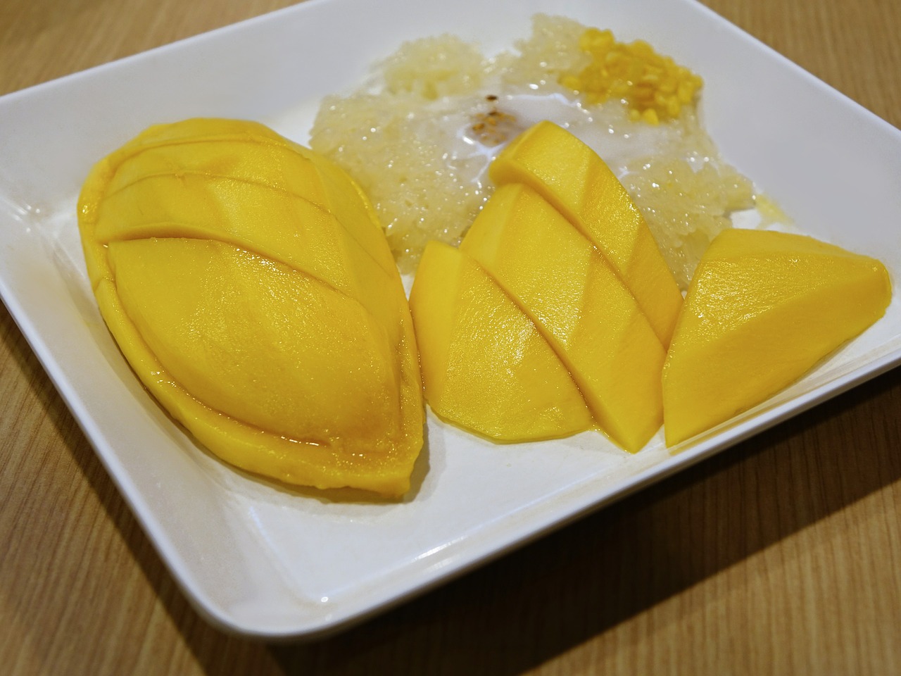 mango sticky rice coconut milk free photo