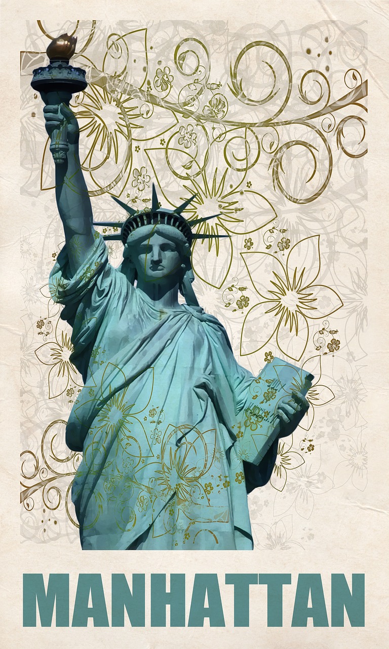 manhattan statue liberty free photo