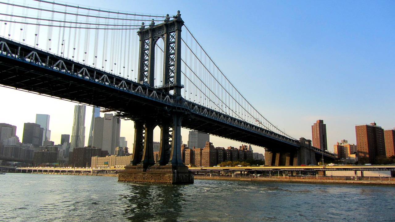 manhattan bridge new york city suspension bridge free photo