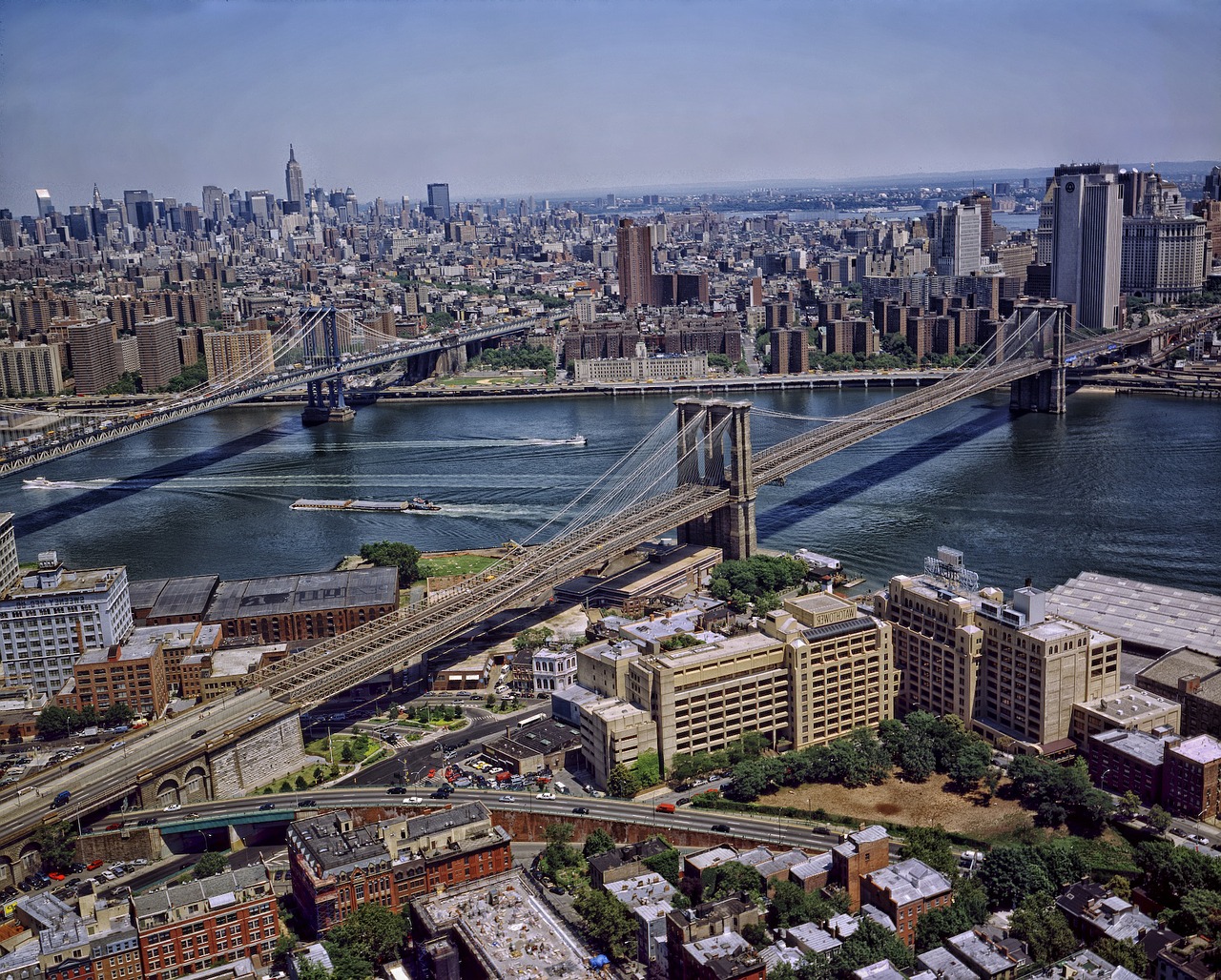 manhattan bridge brooklyn bridge new york city free photo