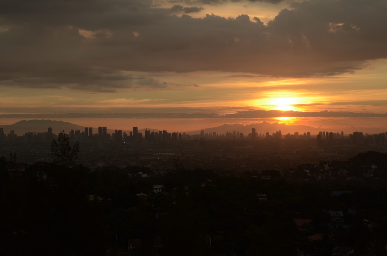 manila skyline sunset free photo