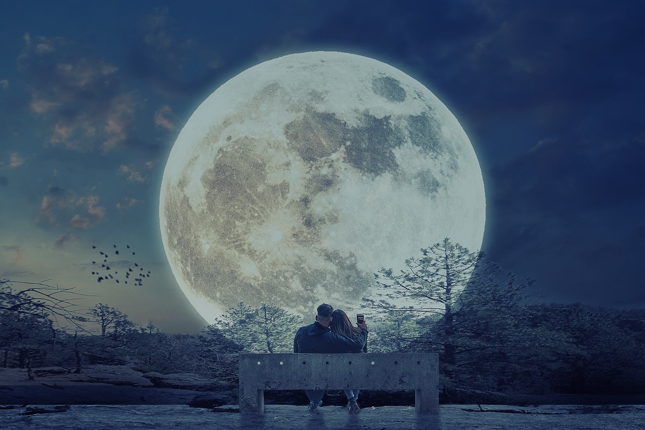 manipulation  couple  moon free photo