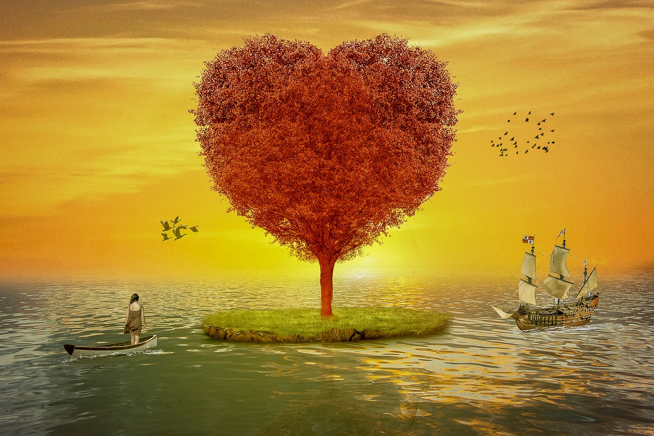 manipulation  landscape  tree heart free photo