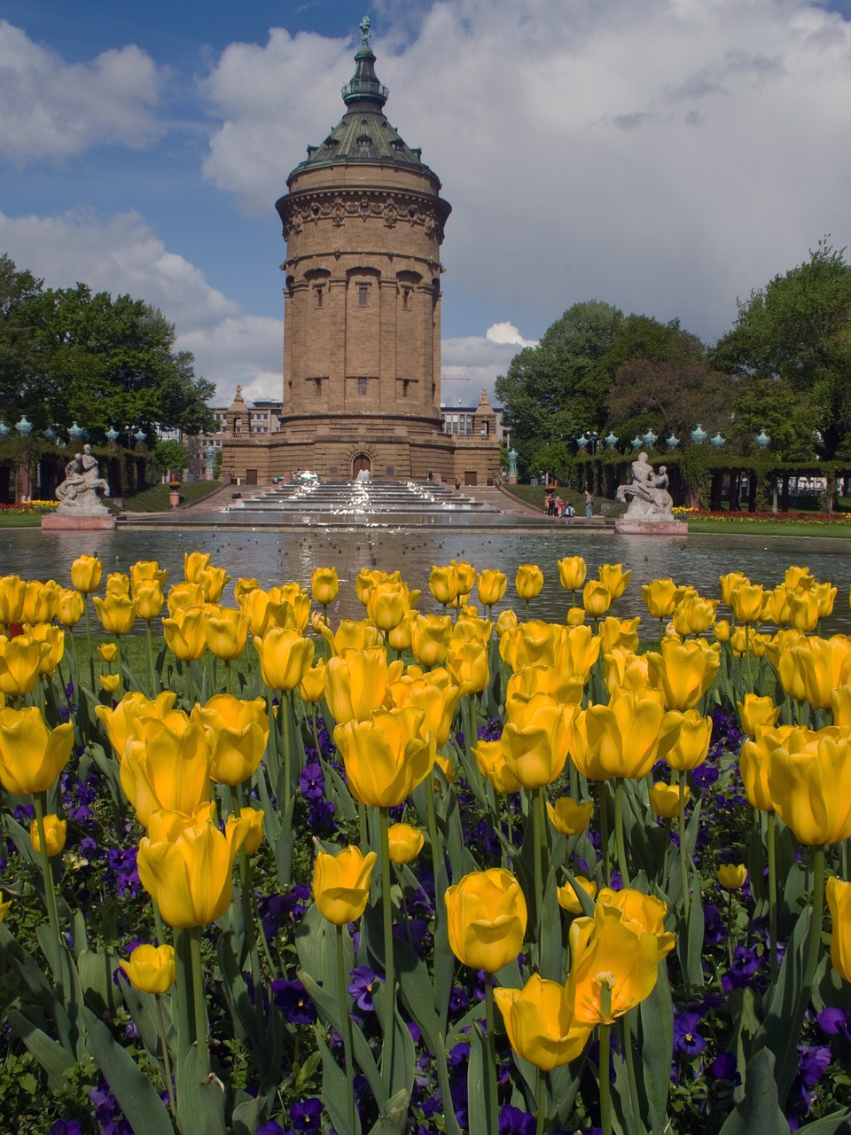 mannheim water tower flowers free photo