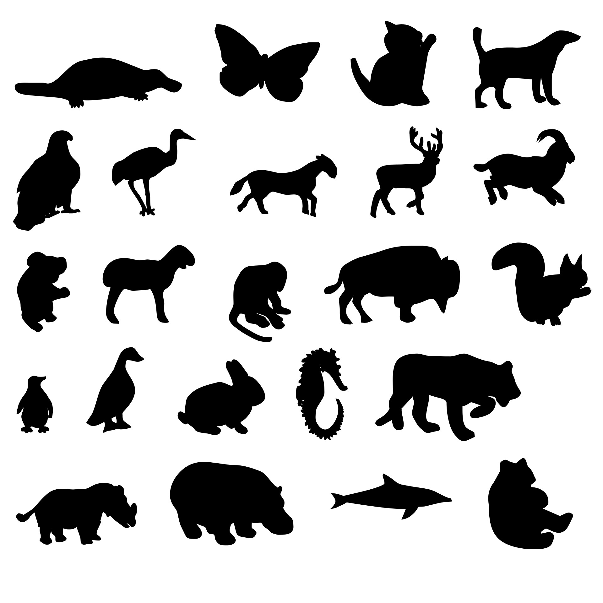many animals silhouettes free photo
