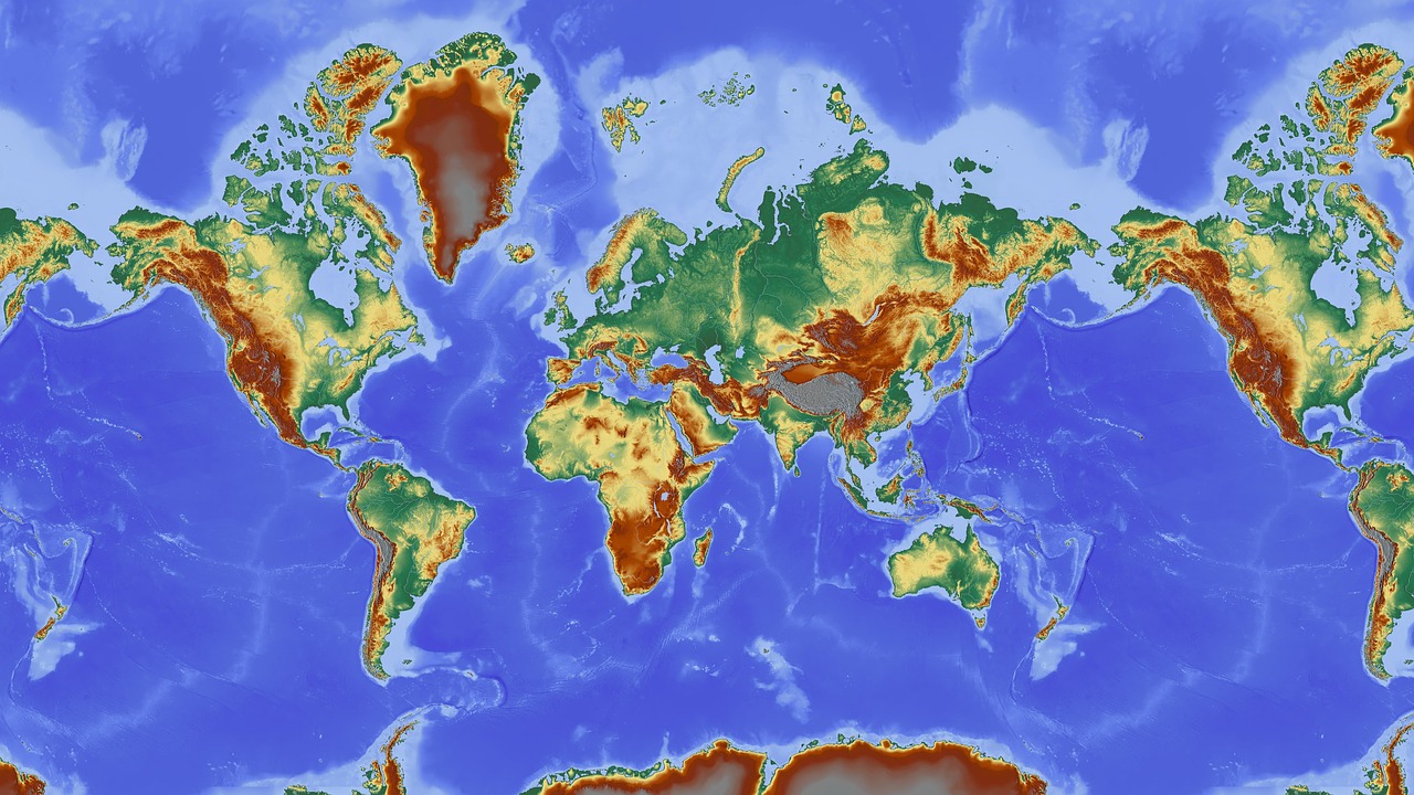 map of the world map relief map free photo