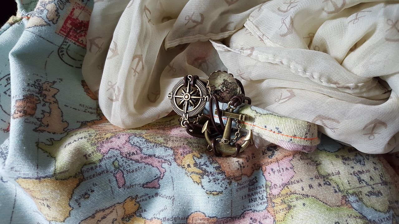 map of the world  compass  anchor free photo