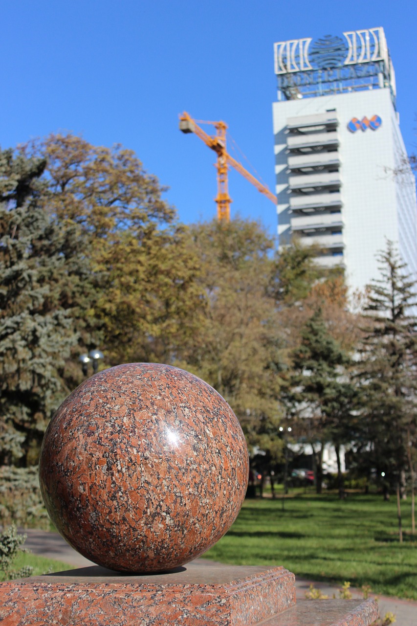 marble ball trees sky free photo