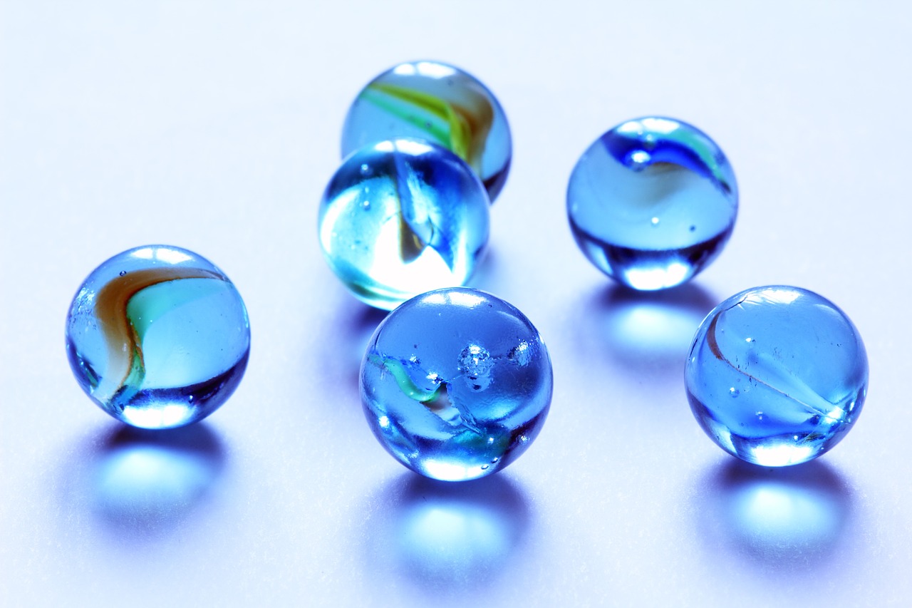 marbles blue glass free photo