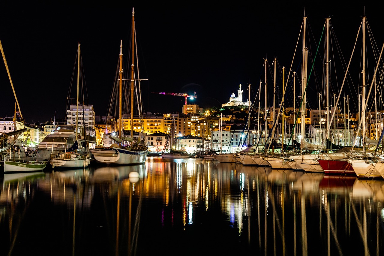 marina reflection boats free photo