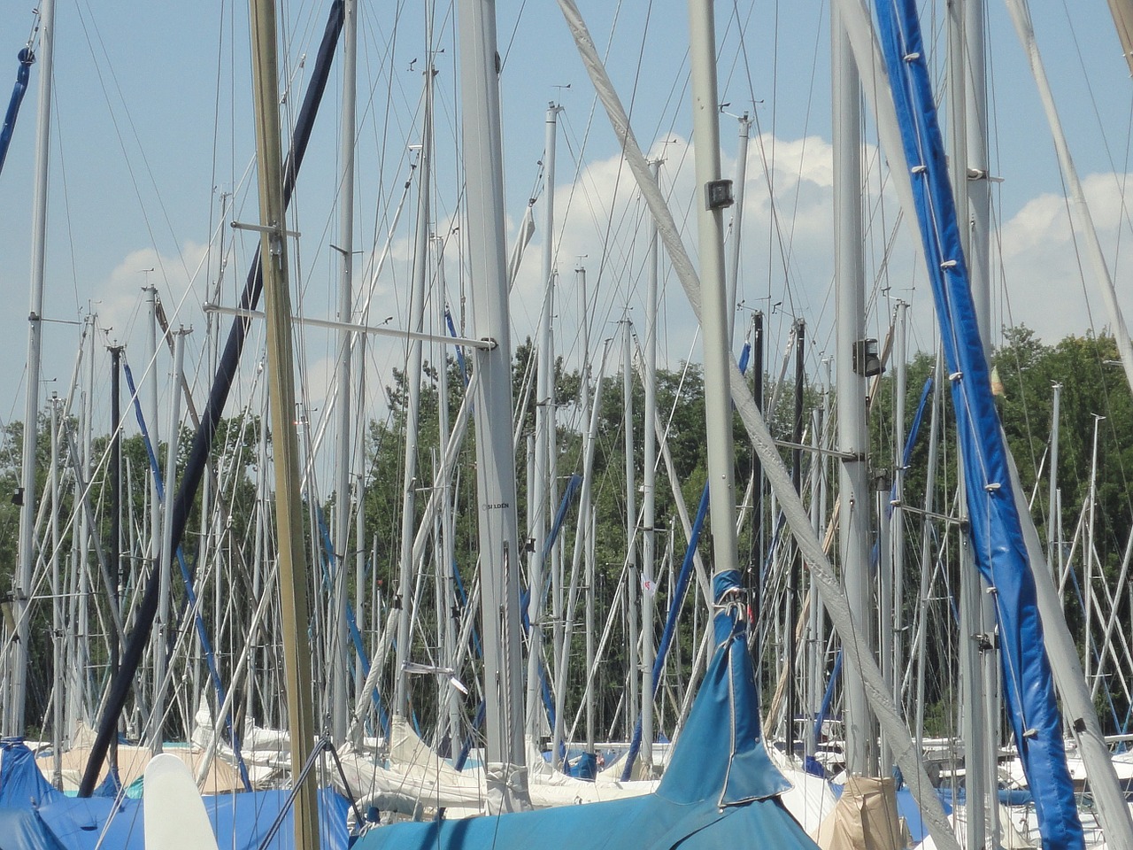 marina sail masts lake constance free photo
