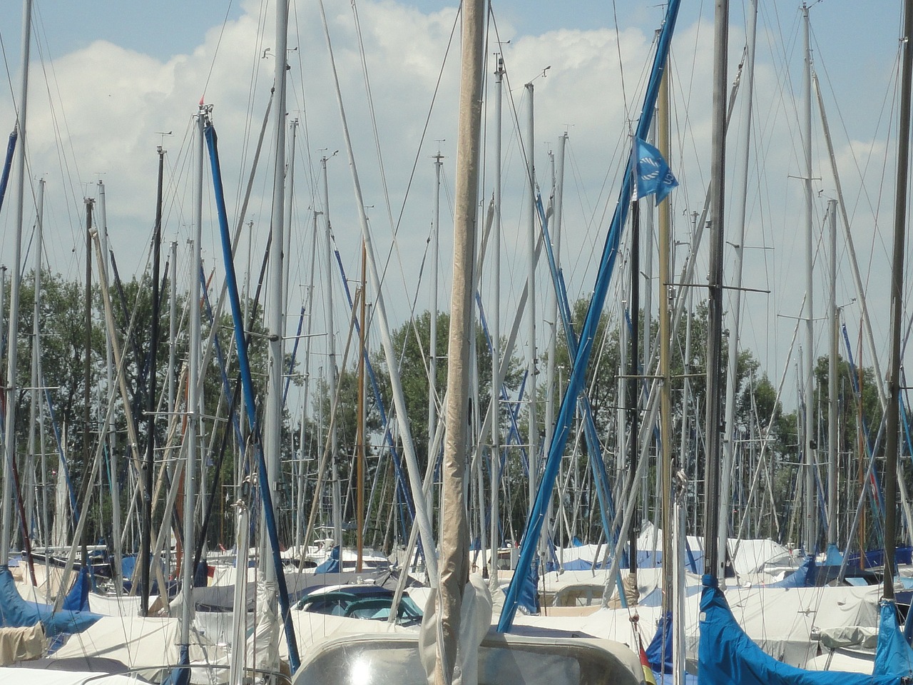 marina sail masts lake constance free photo