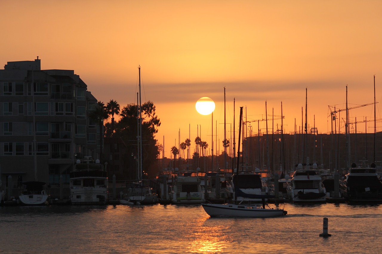 marina  boat  sunset free photo