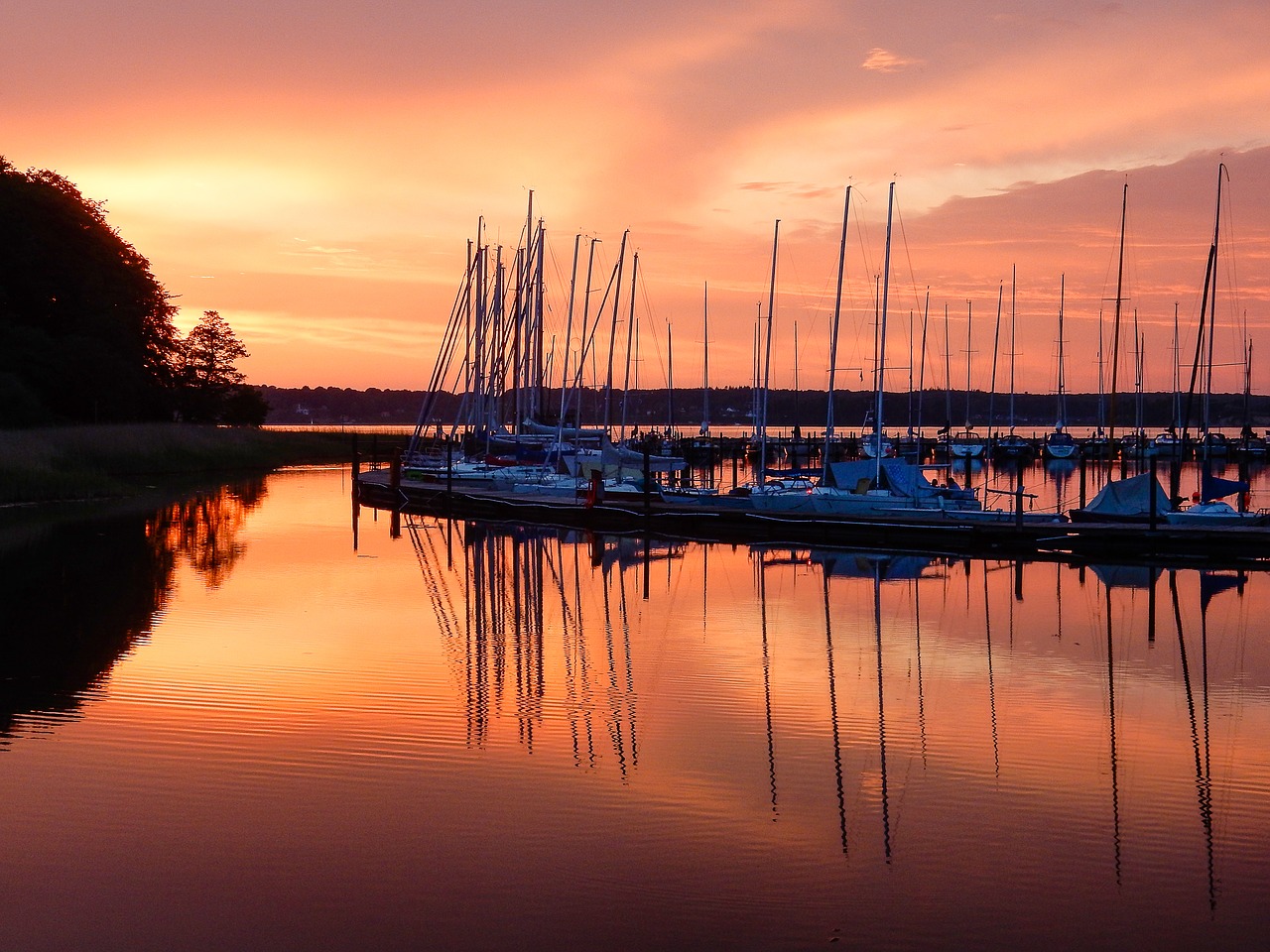 marina  sunset  glücksburg free photo