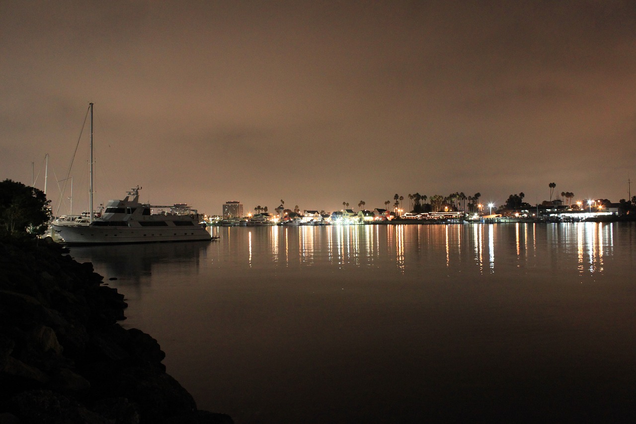 marina night yacht free photo