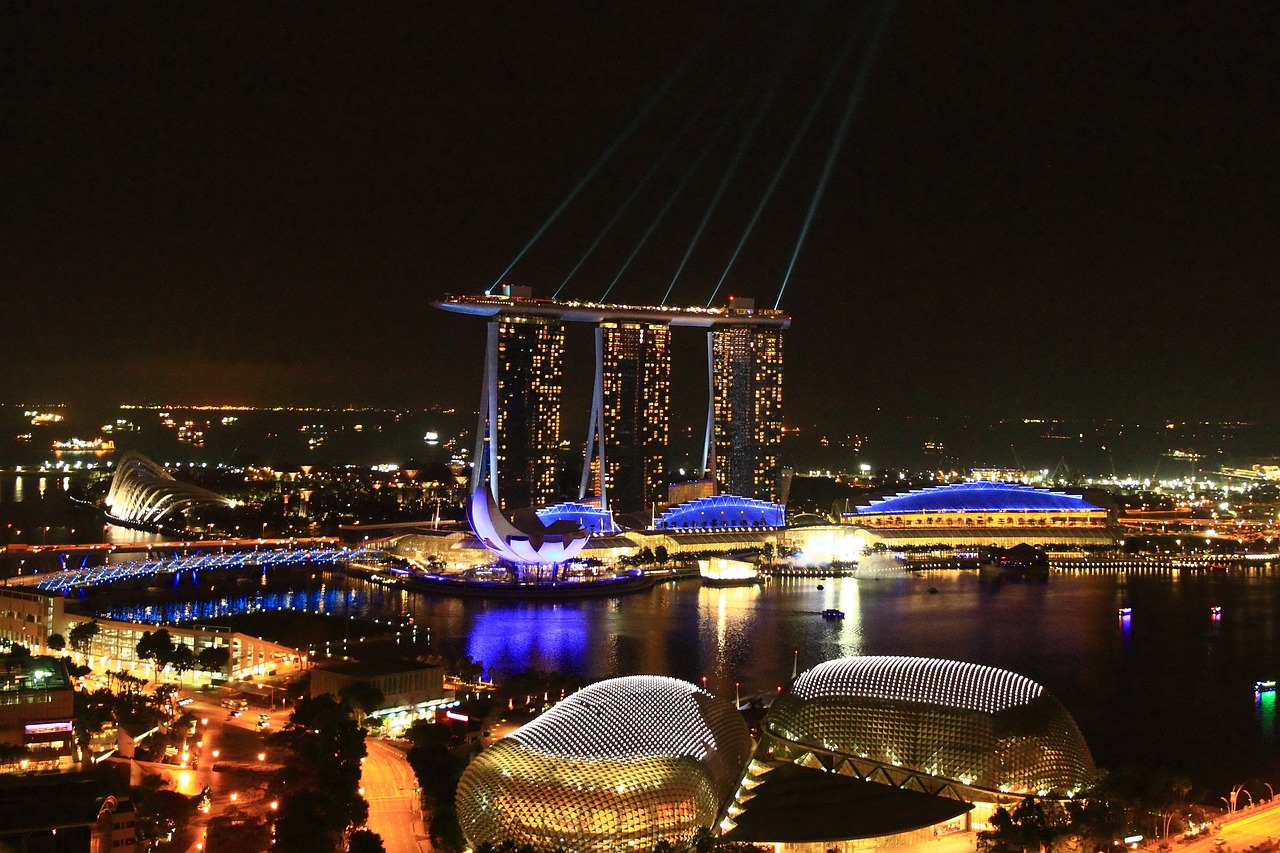 marina bay sands singapore night view free photo