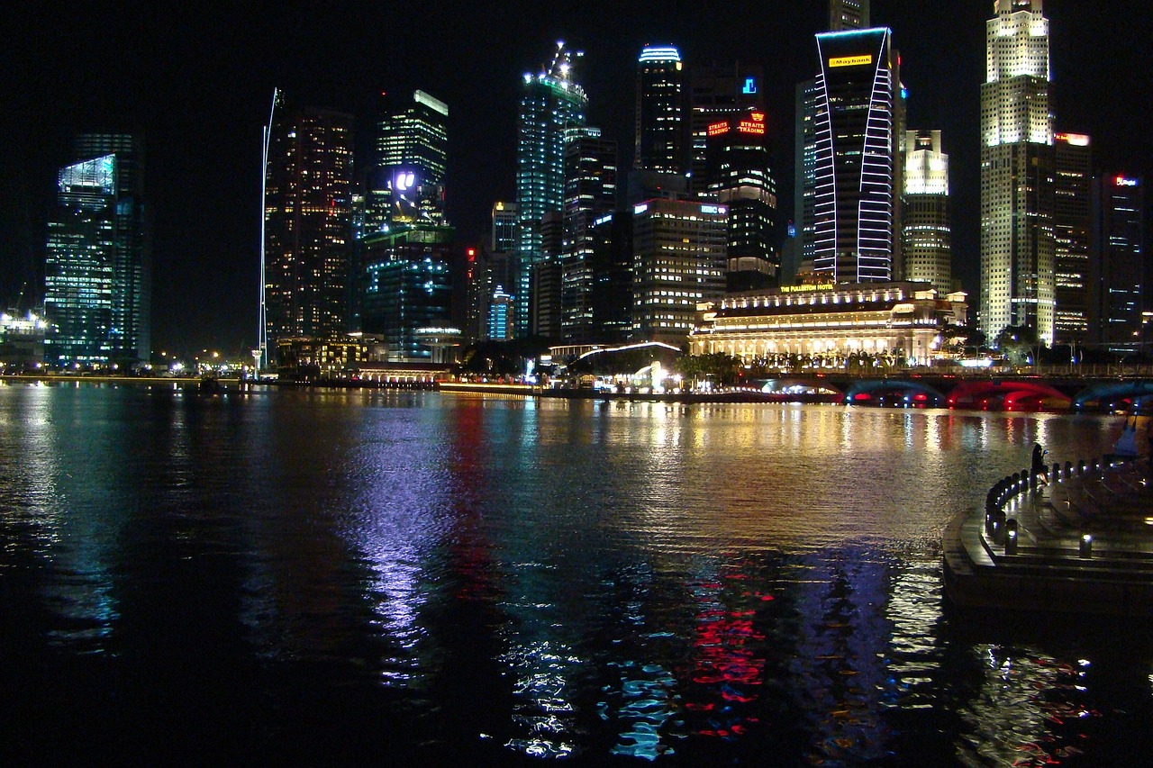marina centre singapore night free photo