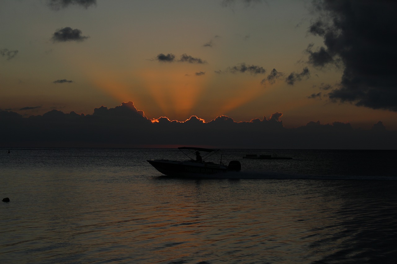 maritius sunset boot free photo