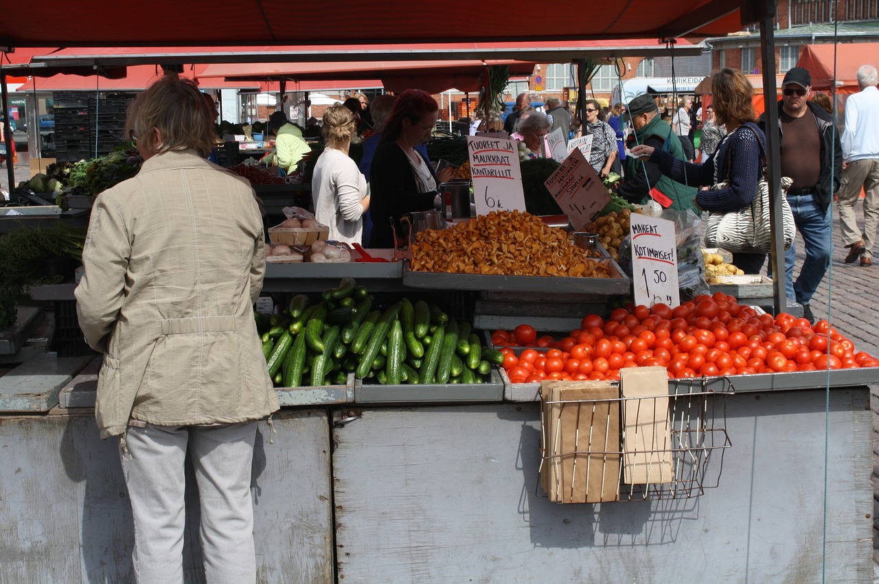 market vegetables woman free photo