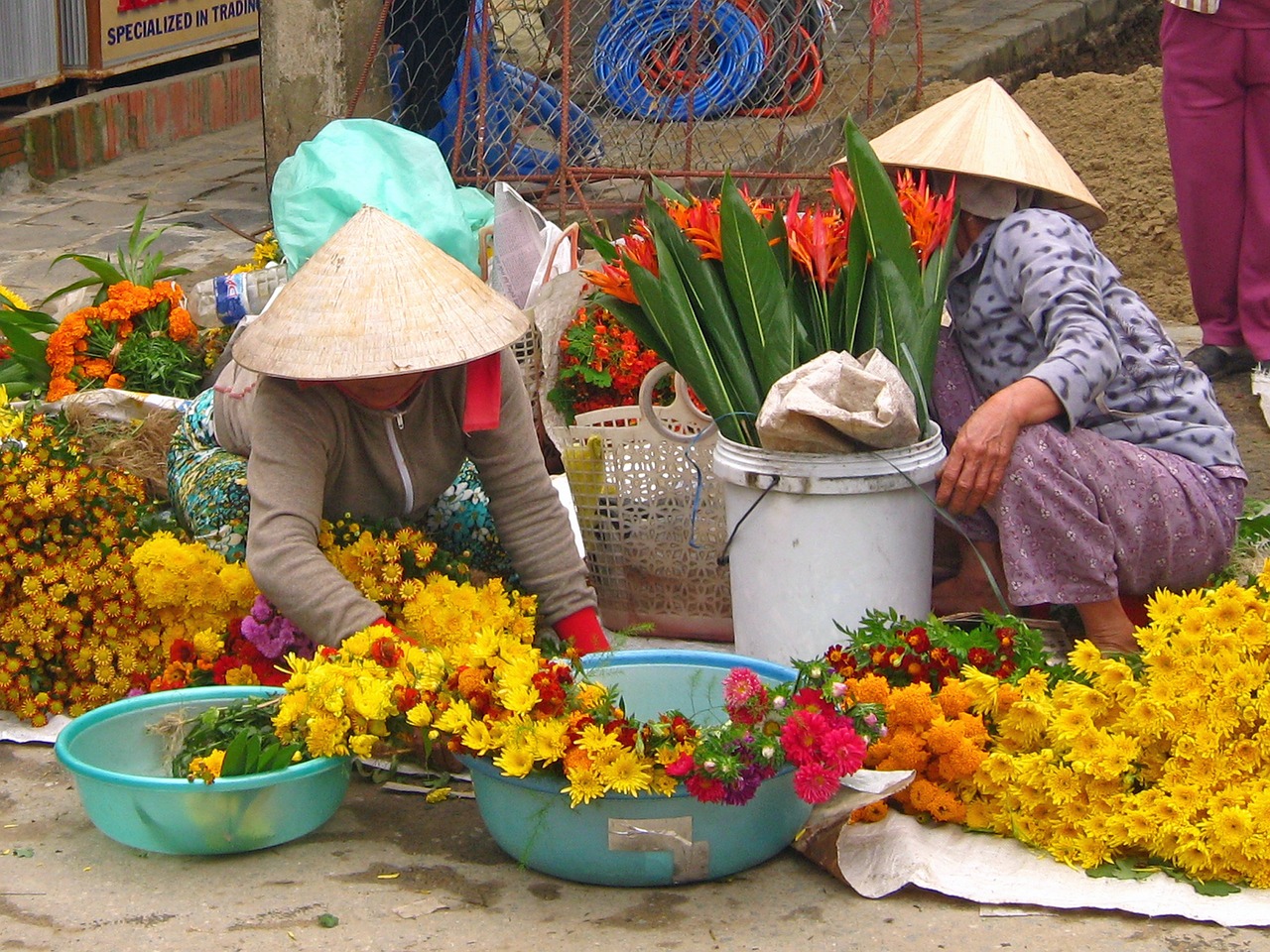 market women flower free photo