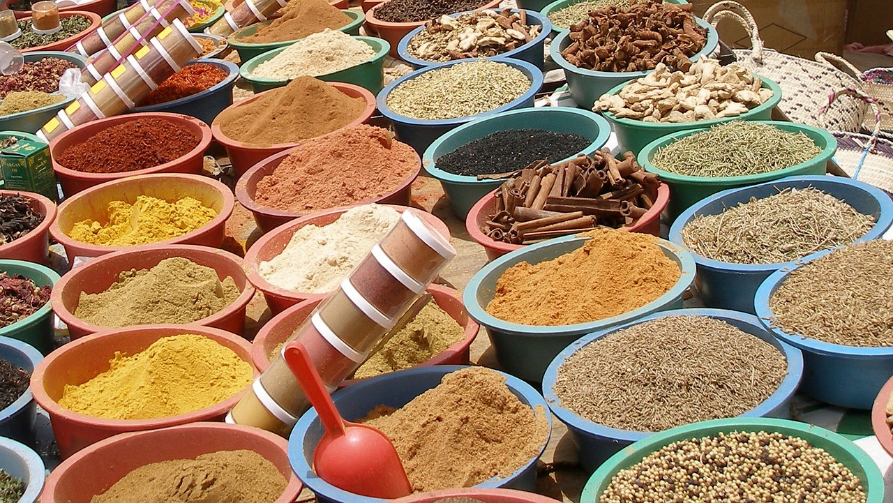 market spices condiments free photo