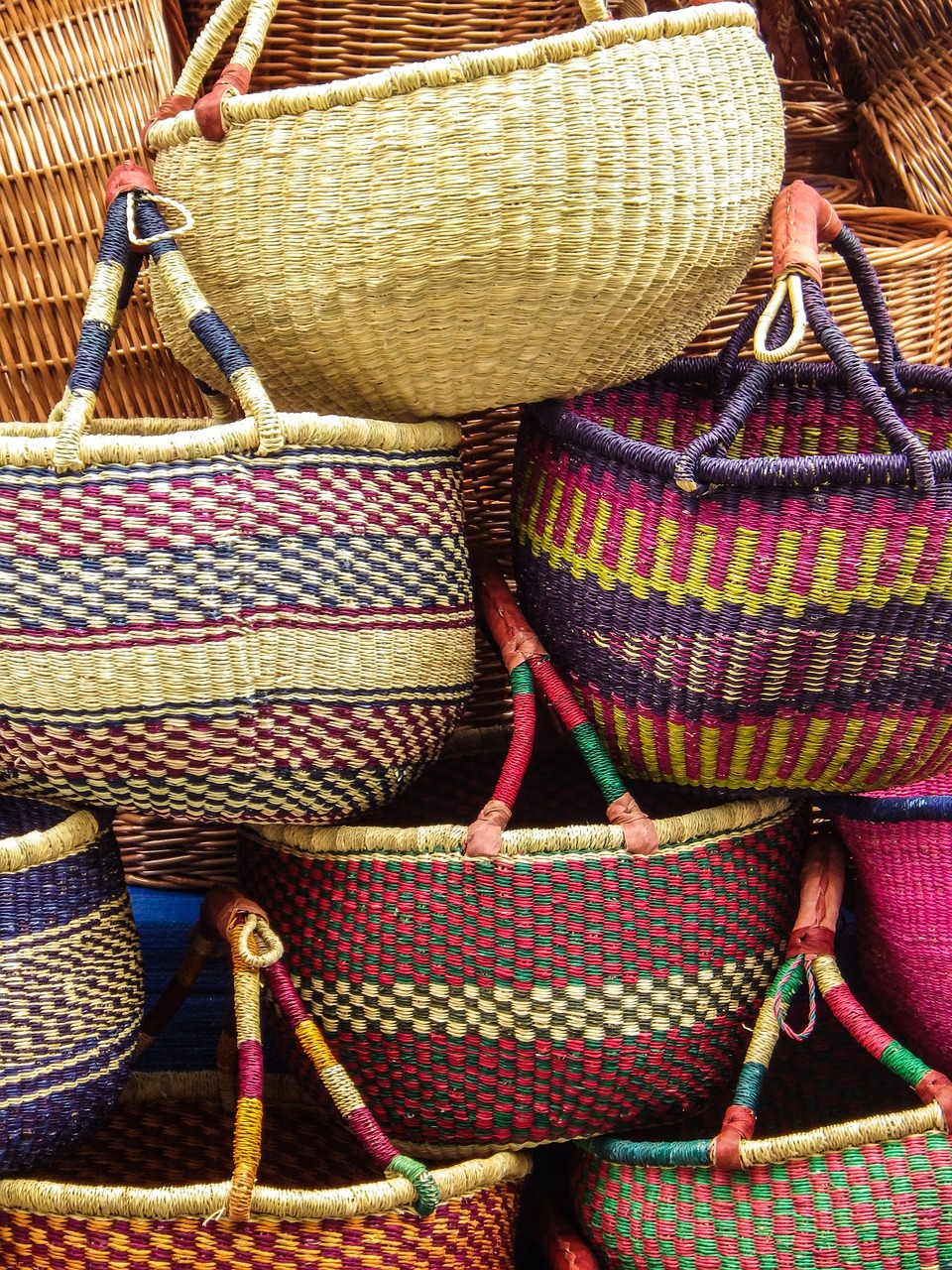market  baskets  woven free photo