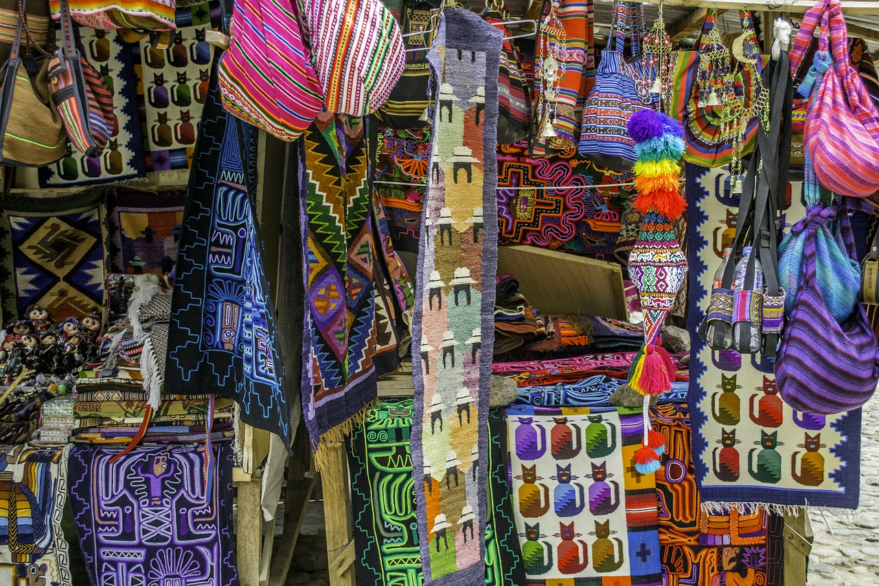 market colorful fabric free photo