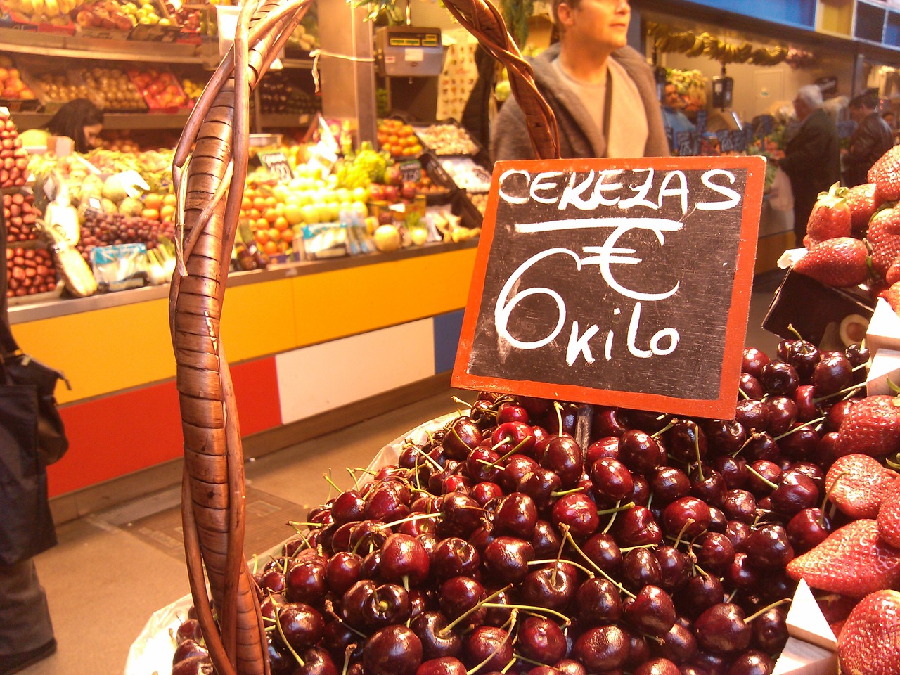 market malaga cherries free photo