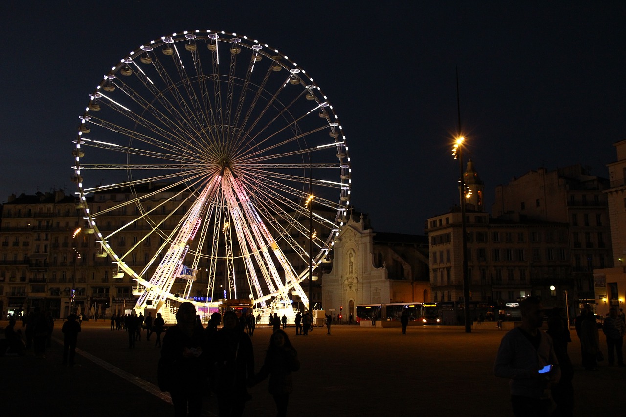 marseille wheel night free photo