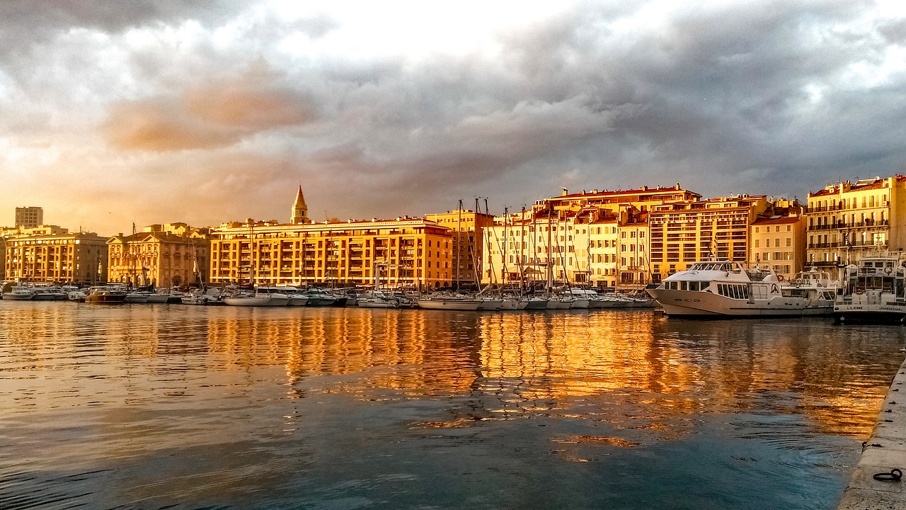 marseille harbor sunset free photo