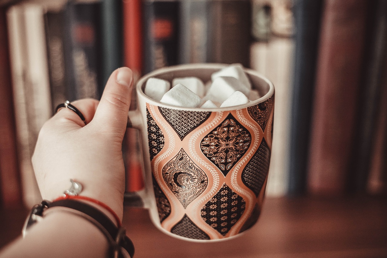 marshmallow  book  cup free photo
