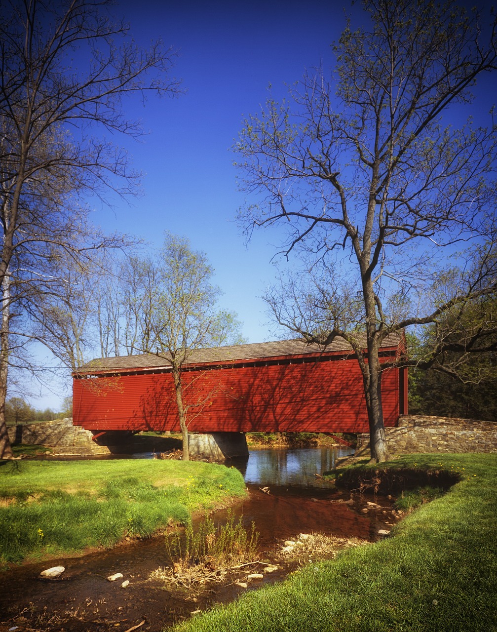 maryland covered bridge landmark free photo