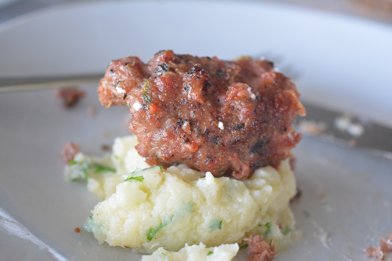 mashed potato  meat  food free photo