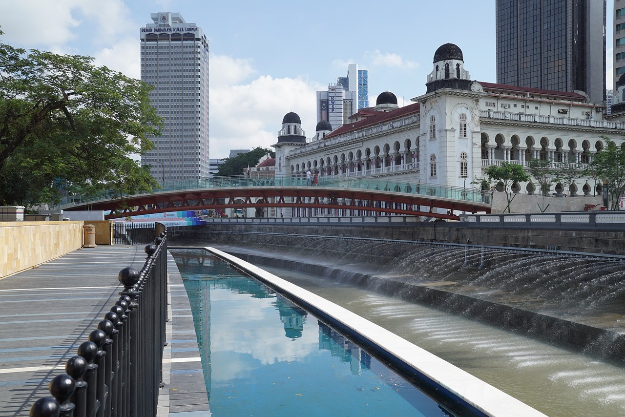 masjid jamek mosque water display river of life project free photo