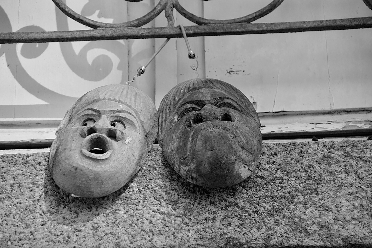 masks sculptures window free photo