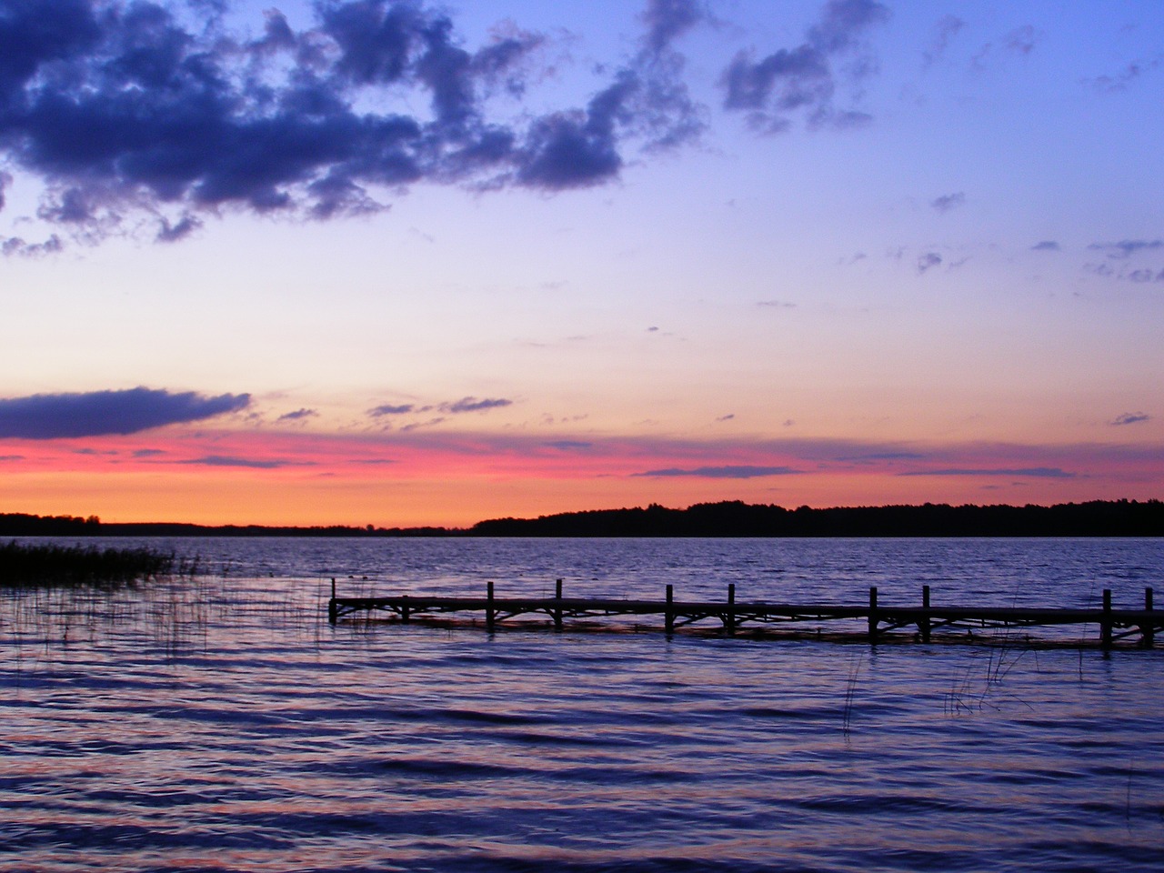 masuria sunset lake free photo