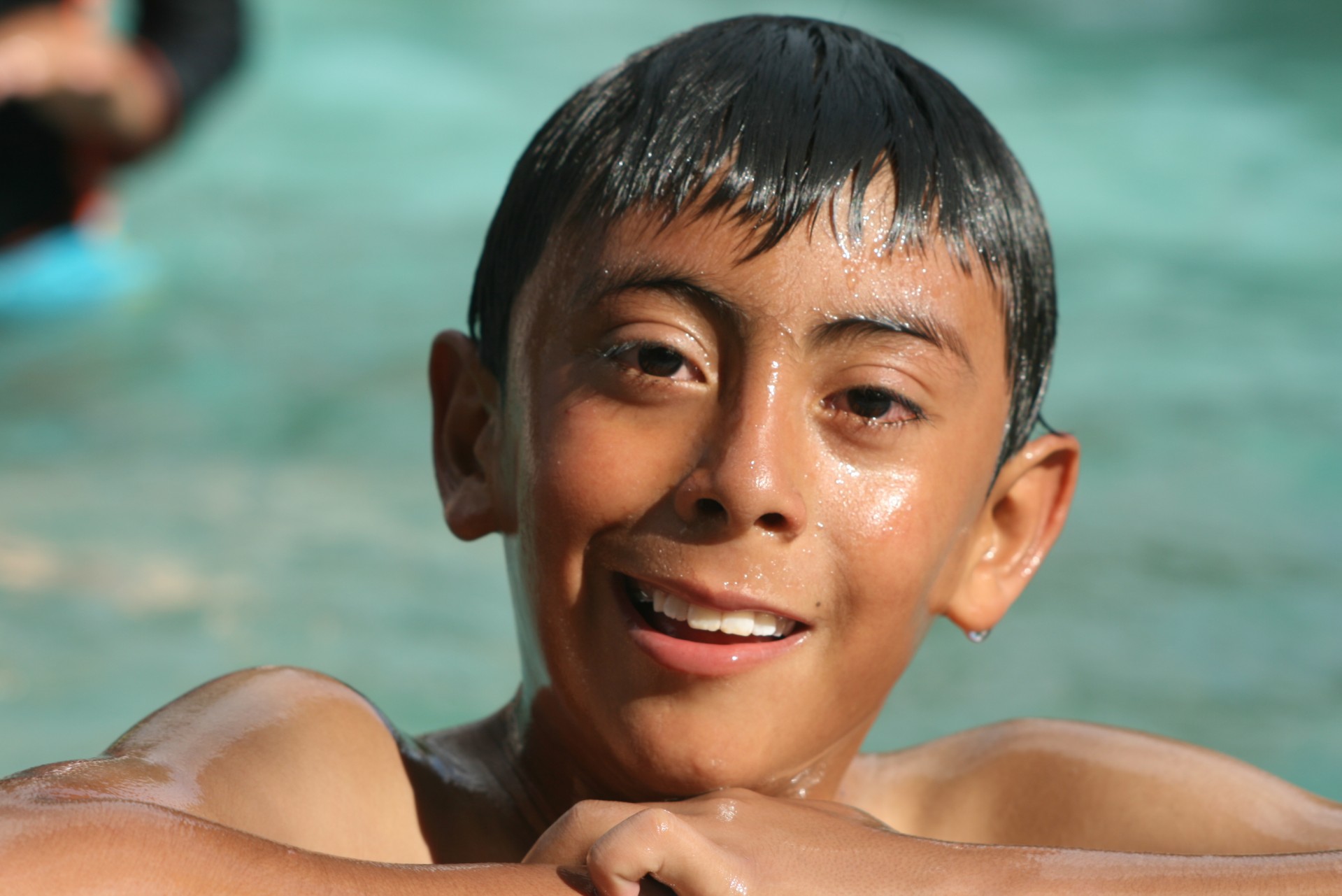 child water swimming pool wet smile free photo