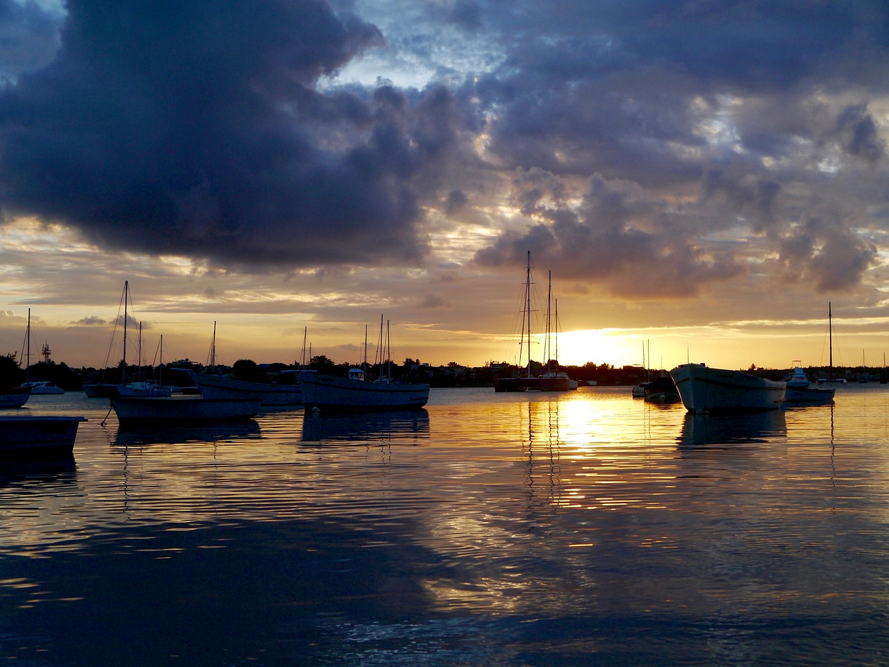 mauritius port sunset free photo