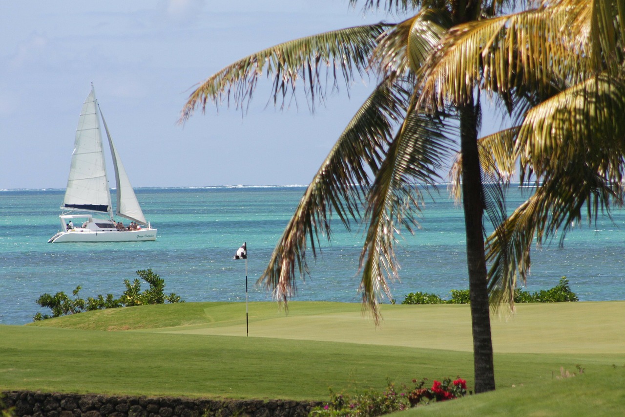 mauritius golf beach free photo