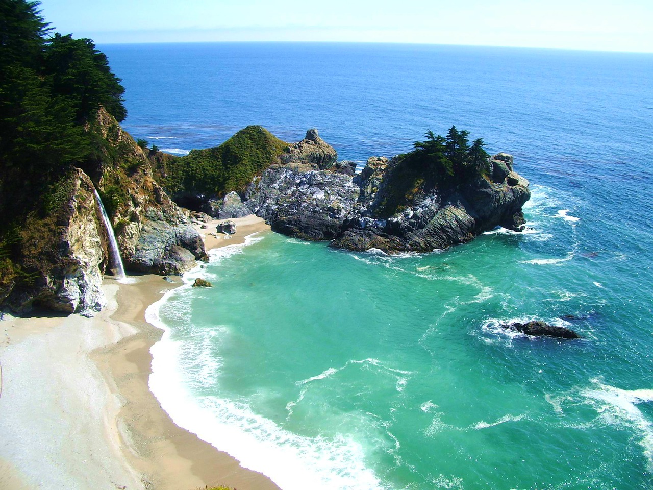 mcway falls big sur waterfall free photo