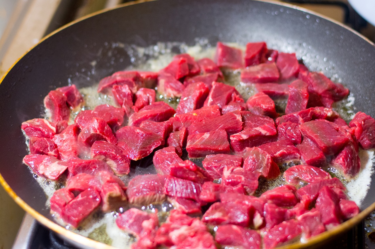 meat beef frying free photo