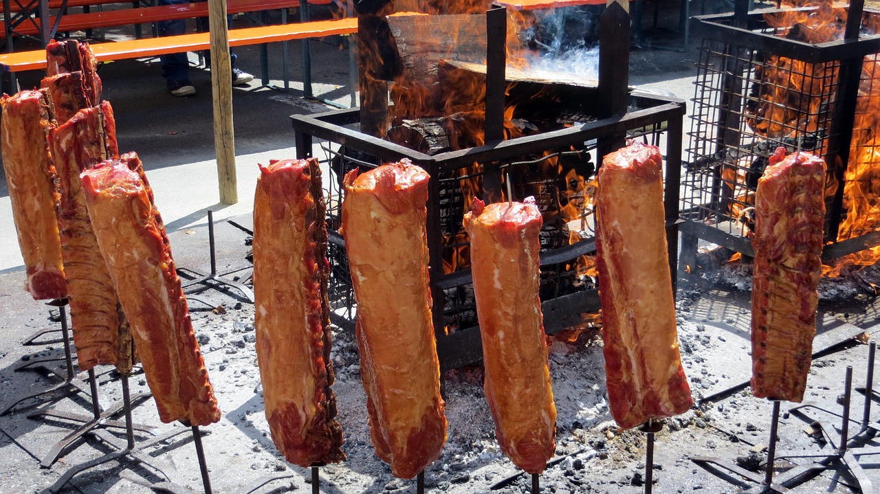 meat smoked pork chops fire free photo